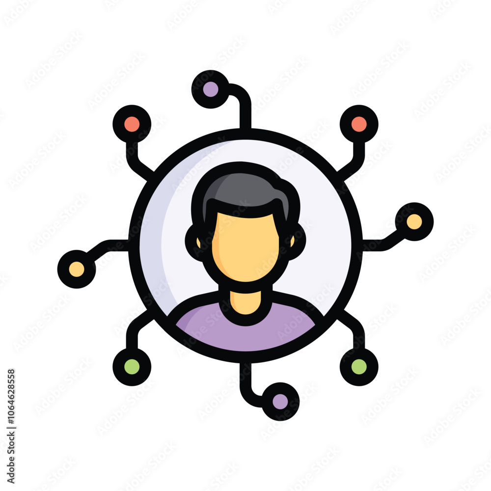 Person with multiple connections, symbolizing networking Person with multiple connections, symbolizing networking