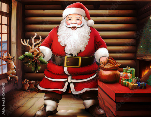 Classic Santa Claus Charm- This charming card shows Santa Claus