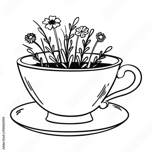 flower book cup silhouette black vector