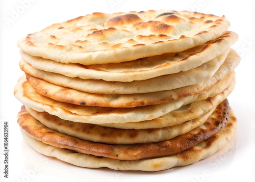  stack of pita flatbreads isolated on white background