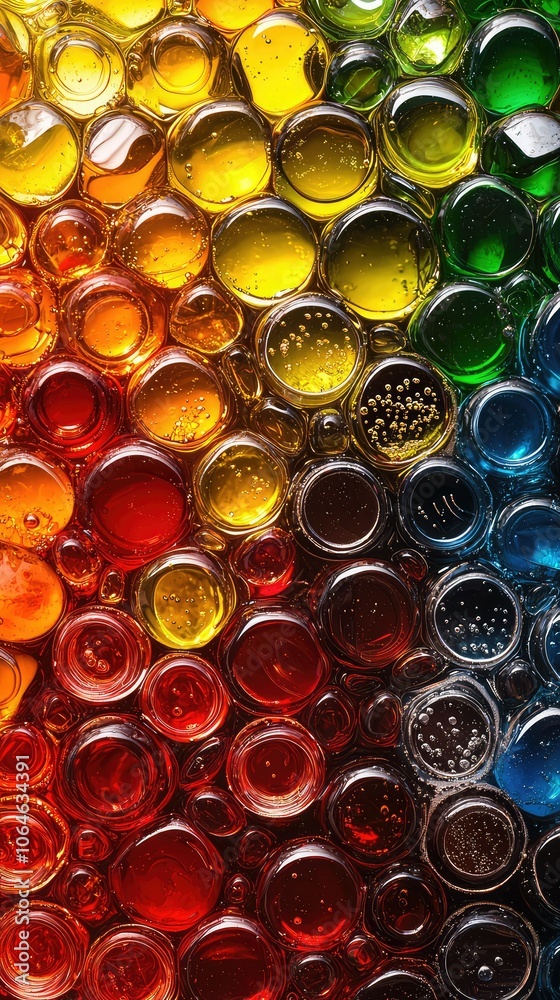 Colorful Blending of Syrups in Artistic Composition Colorful Blending of Syrups in Artistic Composition