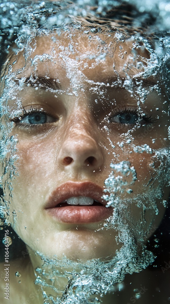 Woman Underwater with Bubbles: A Surreal Portrait