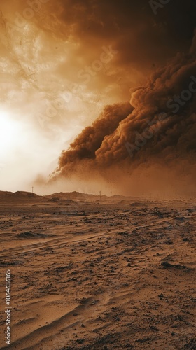 Towering Dust Storm in a Vast Wasteland Landscape