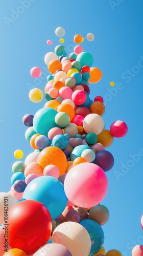 Wallpaper Mural Colorful Balloons Towering Against a Clear Blue Sky Torontodigital.ca