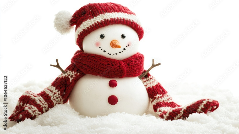 A charming snowman on a pure white background, capturing winter cheer with minimalist style, perfect for holiday themes A charming snowman on a pure white background, capturing winter cheer with minimalist style, perfect for holiday themes