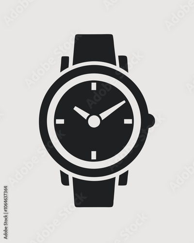 Minimalist Watch Silhouette Vector – Icon for Time, Clock, and Watch Design Projects. Best hand watch Silhouette Vector illustration.