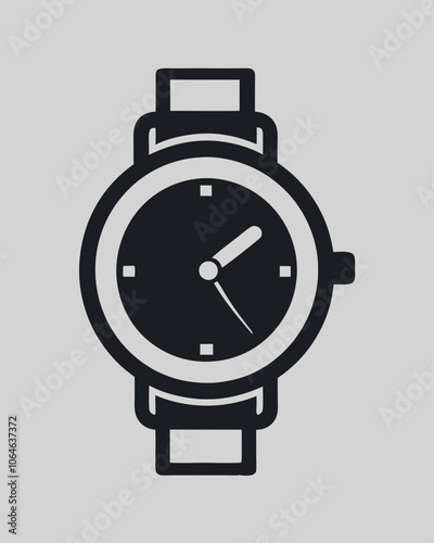 Minimalist Watch Silhouette Vector – Icon for Time, Clock, and Watch Design Projects. Best hand watch Silhouette Vector illustration.