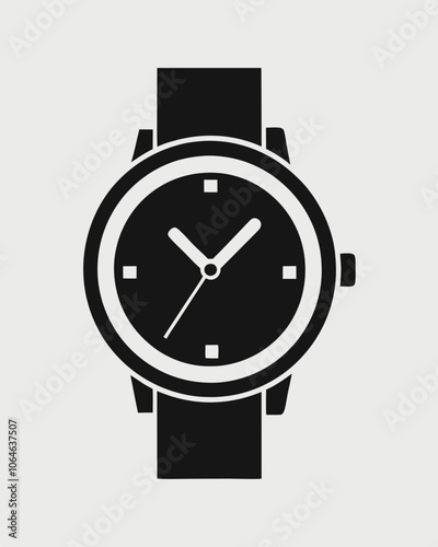 Minimalist Watch Silhouette Vector – Icon for Time, Clock, and Watch Design Projects. Best hand watch Silhouette Vector illustration.