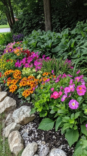 Flourishing Flower Bed Under Care of Nature