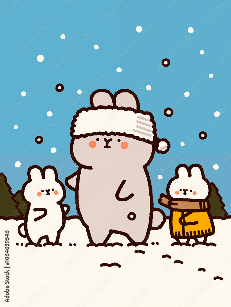 rabits in the snow