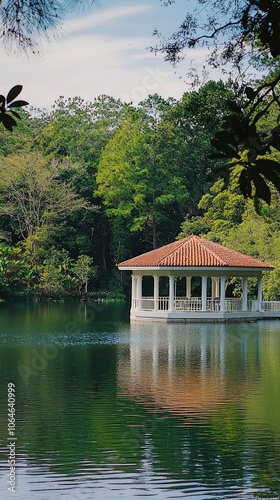 Elegant Pavilion by Tranquil Lakeside Retreat