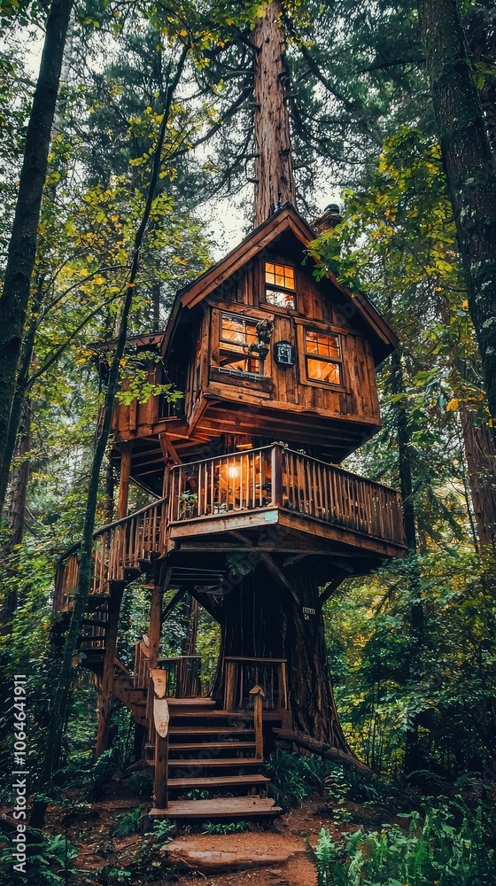 Enchanted Treehouse in Towering Redwood Forest Enchanted Treehouse in Towering Redwood Forest