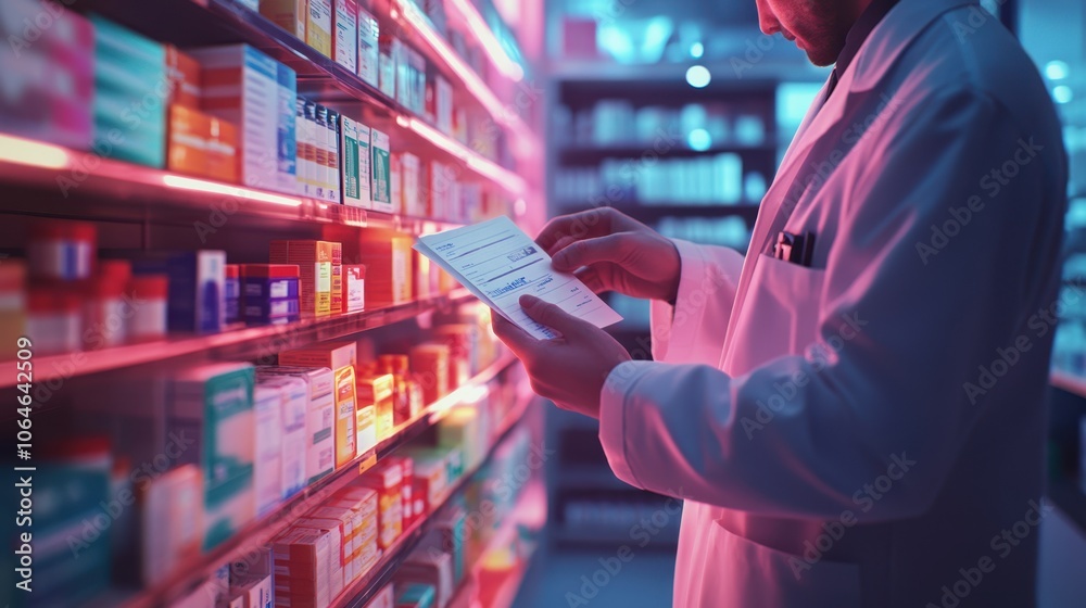 The Pharmacist Reviewing Prescription The Pharmacist Reviewing Prescription