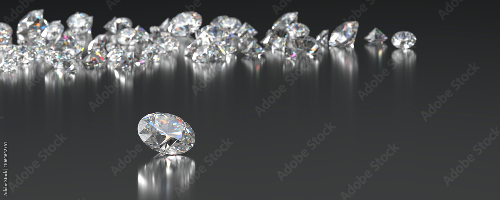 Diamonds group placed on glossy background 3d Rendering Soft Focus Diamonds group placed on glossy background 3d Rendering Soft Focus
