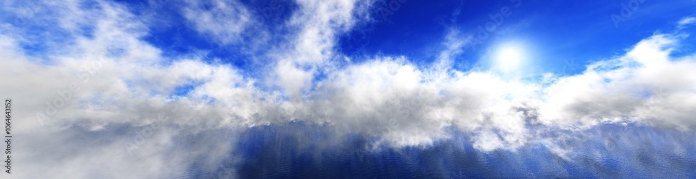 Beautiful clouds in the blue sky, panorama of cloudy landscape, 3d rendering Beautiful clouds in the blue sky, panorama of cloudy landscape, 3d rendering