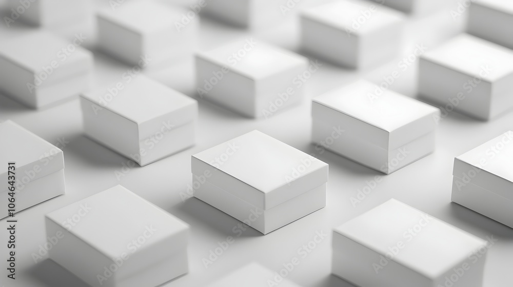 Array of White Gift Boxes Repeating on Clean Background Array of White Gift Boxes Repeating on Clean Background