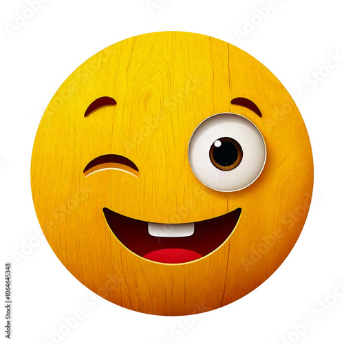 winking happy wood pattern emoji