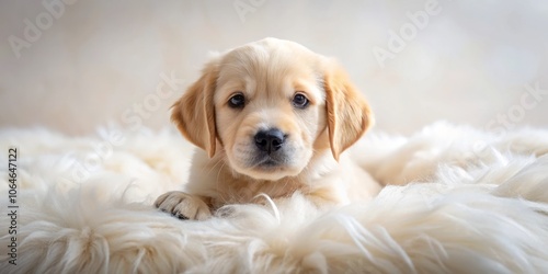 Adorable Puppy Relaxing on Soft Plain Background, Perfect for Pet Love Concept Illustrations and Stock Photography, Capturing the Essence of Cuteness and Comfort in Pets