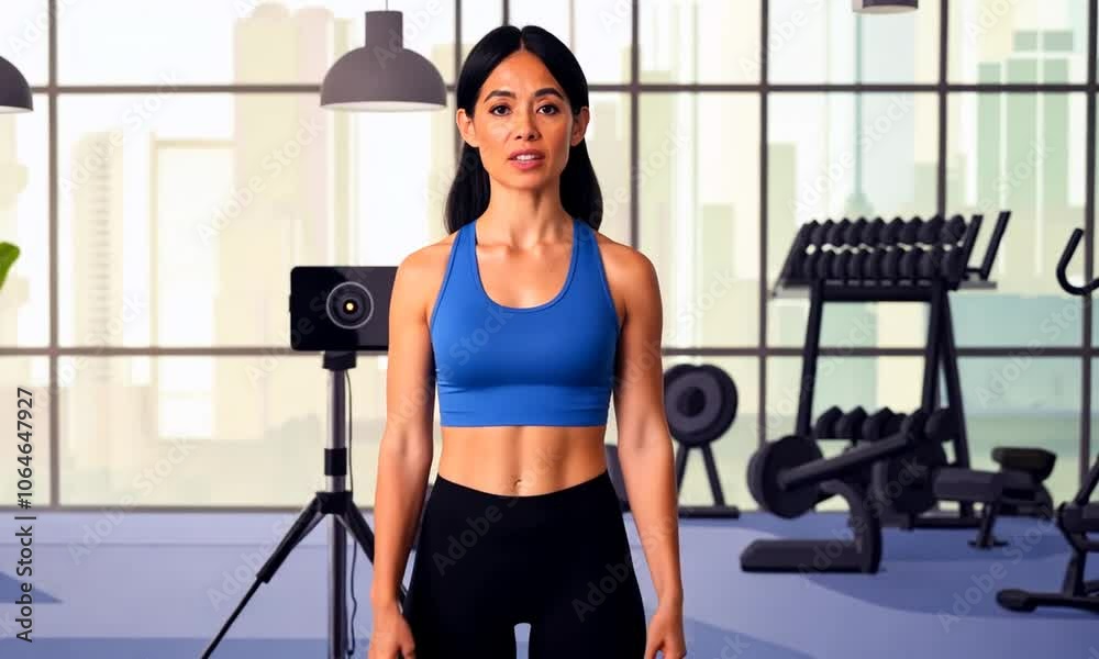 A fitness enthusiast preparing for a workout in a modern gym setting with equipment. A fitness enthusiast preparing for a workout in a modern gym setting with equipment.