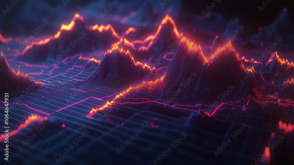 Abstract Digital Landscape with Vibrant Peaks and Lines Abstract Digital Landscape with Vibrant Peaks and Lines