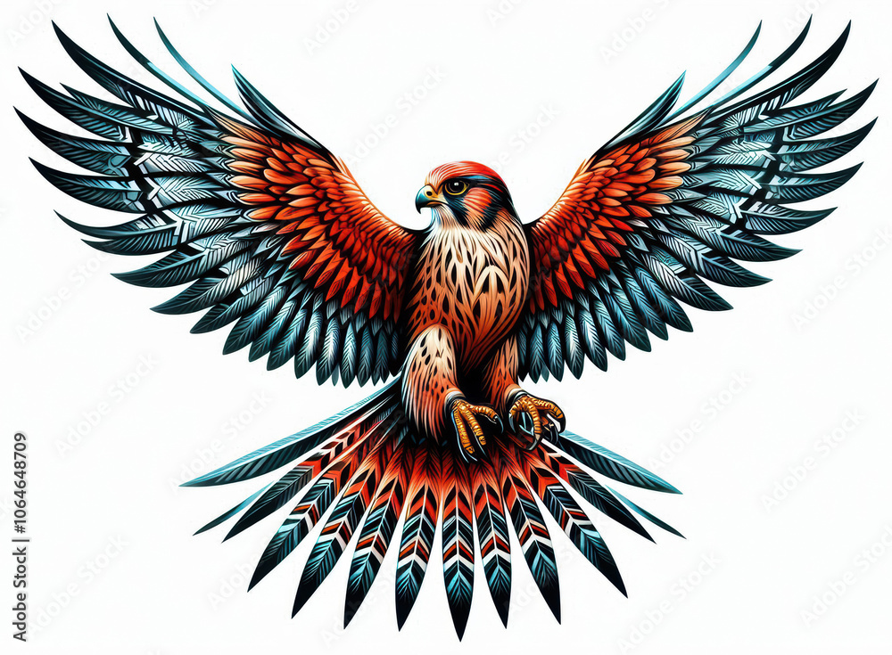 Naklejka premium TRIBAL TATOO トライバル タトゥ 刺青 鷹 hawk