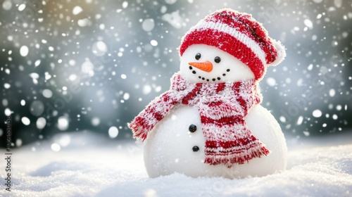 Isolated snowman image with soft details, creating a festive and warm winter character on a white background