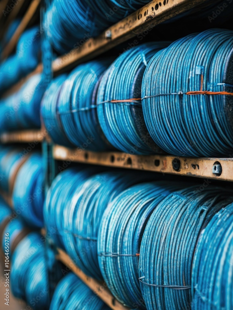 Blue Spools of Cord in Storage Blue Spools of Cord in Storage