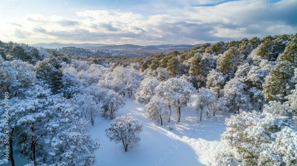 Snowy Splendor: Aerial View of Guadalajara's Winter Forest Wonderland Snowy Splendor: Aerial View of Guadalajara's Winter Forest Wonderland