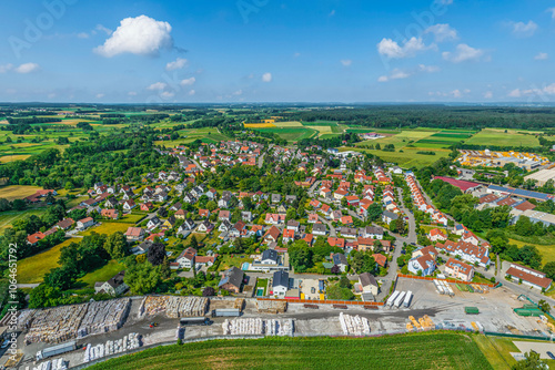 Schrobenhausen, bekannt durch den Spargelanbau im nördlichen Oberbayern im Luftbild photo