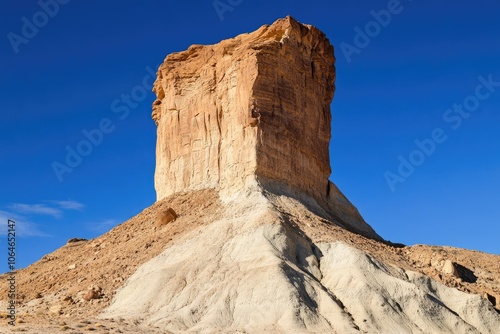 Sahara Desert Landscape: Majestic Rock Formation in Remote Tadrart Rouge Wilderness