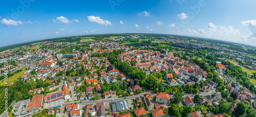 Schrobenhausen, bekannt durch den Spargelanbau im nördlichen Oberbayern im Luftbild photo