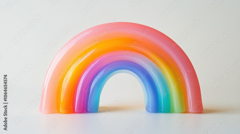 Fototapeta premium Rainbow arch isolated on white background, focusing on soft and bright color tones