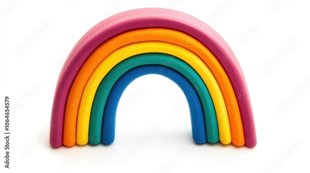 Obraz premium Rainbow arch isolated on white background, focusing on soft and bright color tones