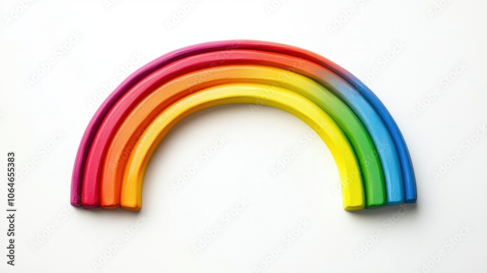 Simple, colorful rainbow arc isolated against white, focusing on clarity and vibrancy Simple, colorful rainbow arc isolated against white, focusing on clarity and vibrancy