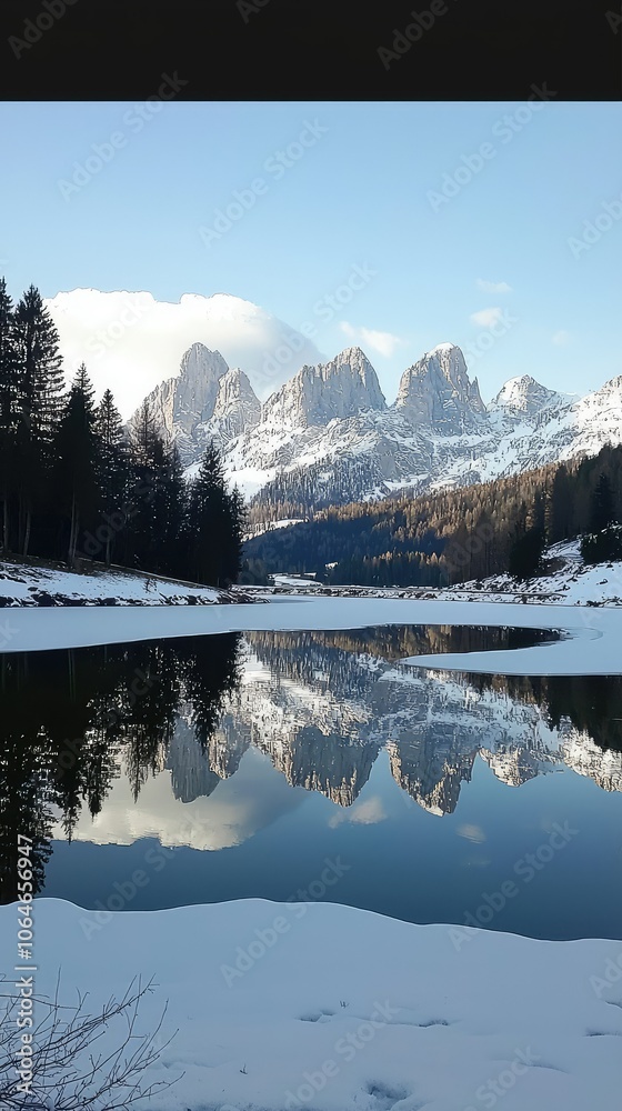 Scenic Panoramic View of Snow-Covered Dolomites Scenic Panoramic View of Snow-Covered Dolomites