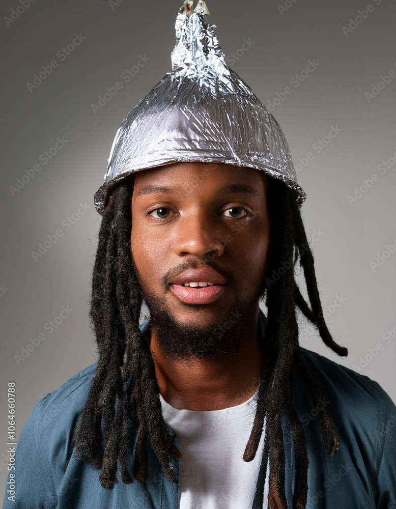 Tin Foil Hat Conspiracy Theorist Portrait Tin Foil Hat Conspiracy Theorist Portrait