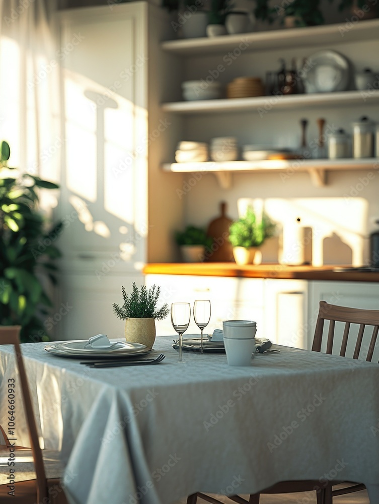 Rustic Kitchen with Wooden Table and Chairs Rustic Kitchen with Wooden Table and Chairs