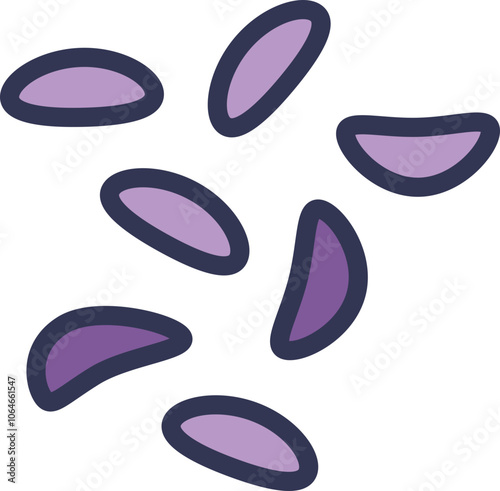 Illustration of purple blood cells, symbolizing immune response.