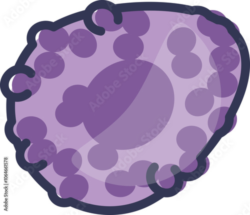 Illustration of a purple immune cell, symbolizing defense mechanisms.