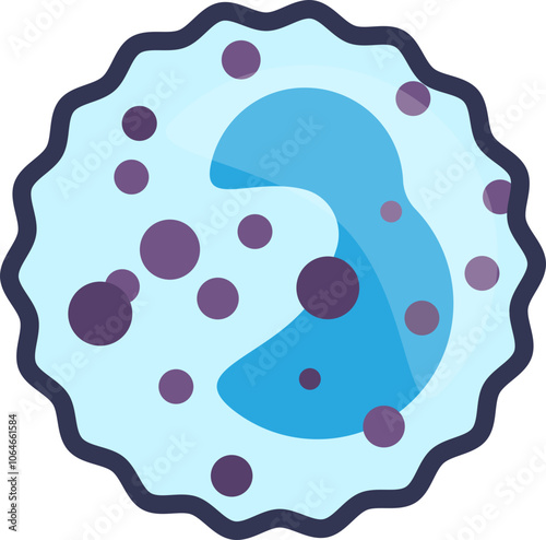 Illustration of a blood immune cell with nucleus and cytoplasm, symbolizing immune response.