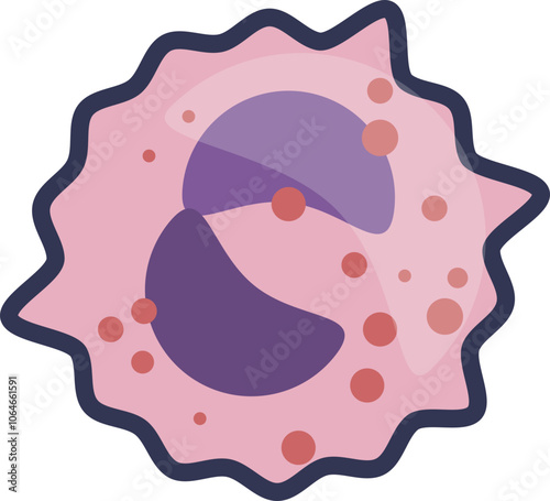 Illustration of a blood immune cell with nucleus and cytoplasm, symbolizing immune response.