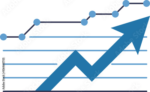 Chart with upward arrow symbolizing growth and progress.