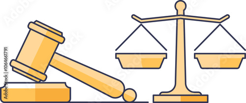 Gavel and scales symbolize justice and balance in decision-making.