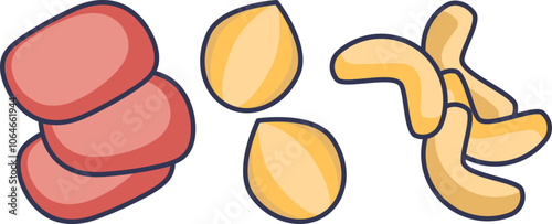 Illustration of dried nuts and seeds, symbolizing healthy snacking.