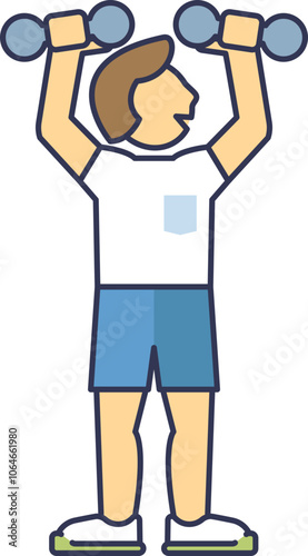 Illustration of a person lifting dumbbells, symbolizing strength training and fitness.