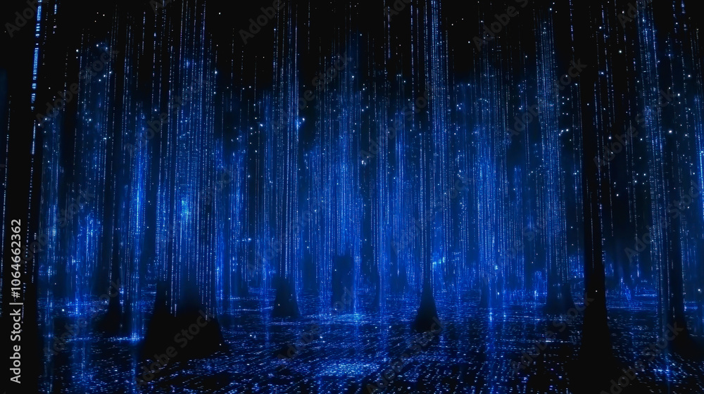 Neon Blue Cyberpunk Metropolis in Low-Resolution Style Neon Blue Cyberpunk Metropolis in Low-Resolution Style