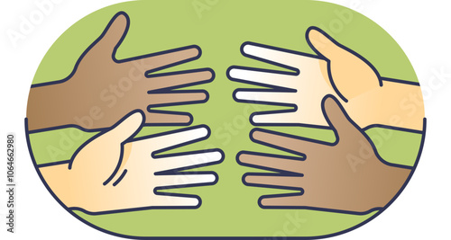 Two hands reaching towards each other, symbolizing support, care, and assistance.