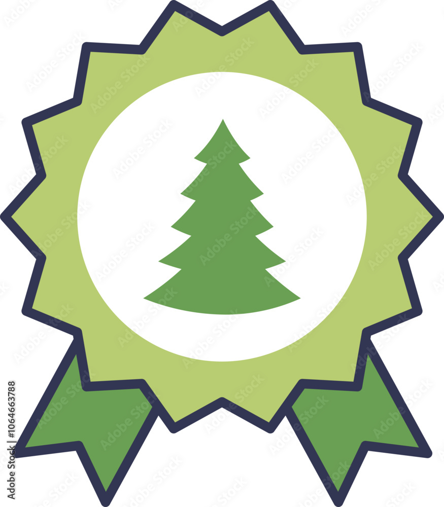 Green badge with a tree symbolizes eco-friendliness and environmental achievement. Green badge with a tree symbolizes eco-friendliness and environmental achievement.