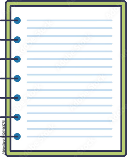 Vector illustration of a notepad with lines and bullet points, symbolizing organization and note-taking.