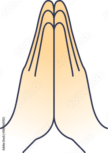 Illustration of hands in prayer position symbolizing peace and spirituality.